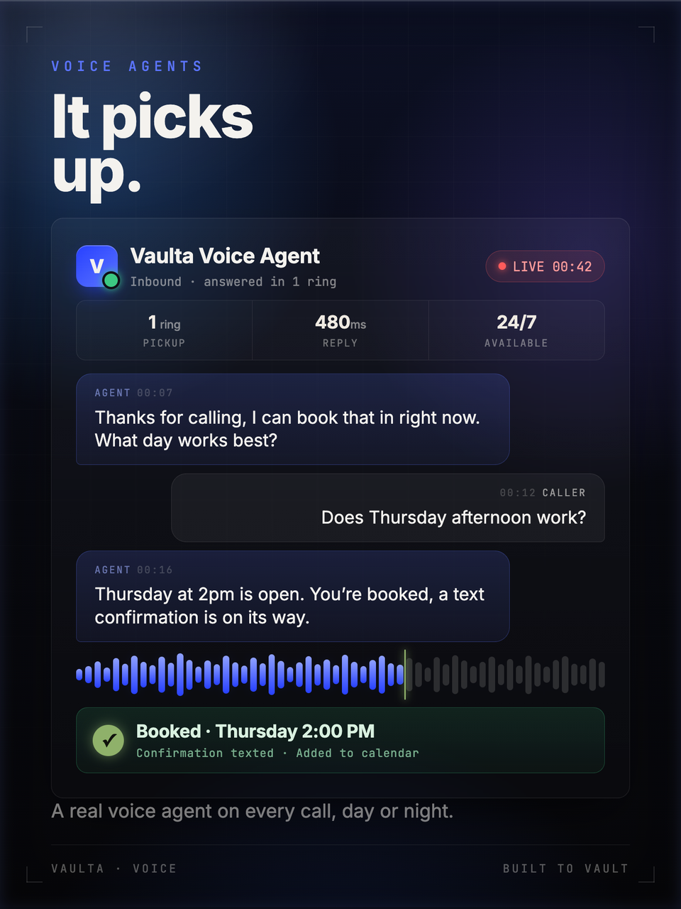 A real Vaulta voice-agent call