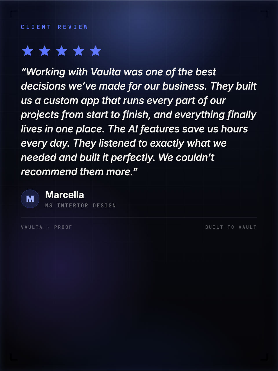 Client review, five stars
